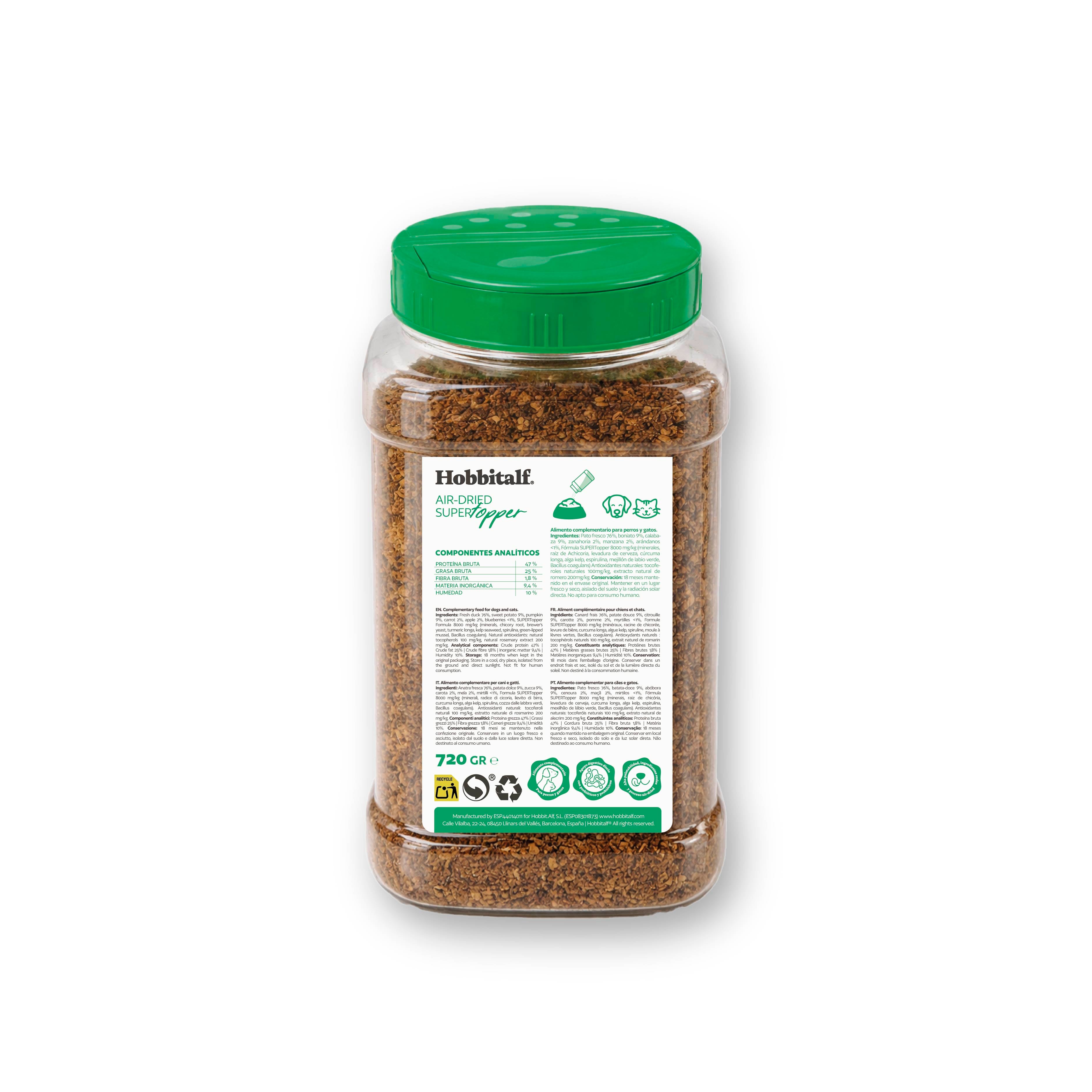 Topper Air-dried Superfood de Pato para perros y gatos