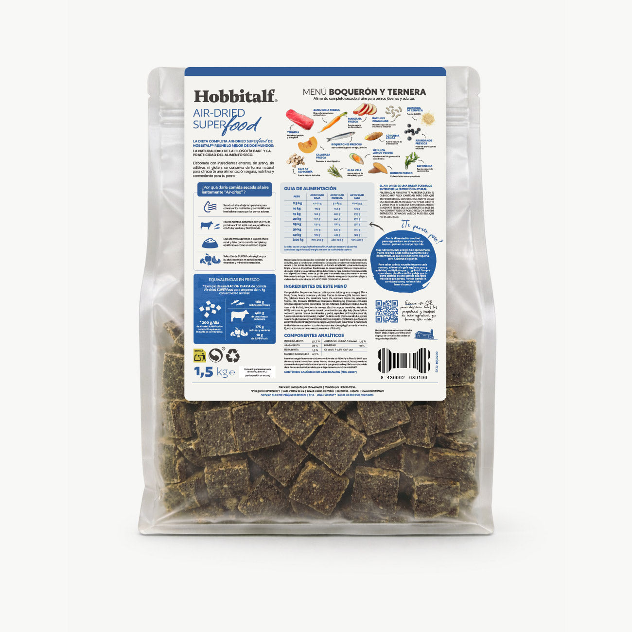 Air-dried SUPERFOOD Anchovy and Beef Menu for adult and junior dogs