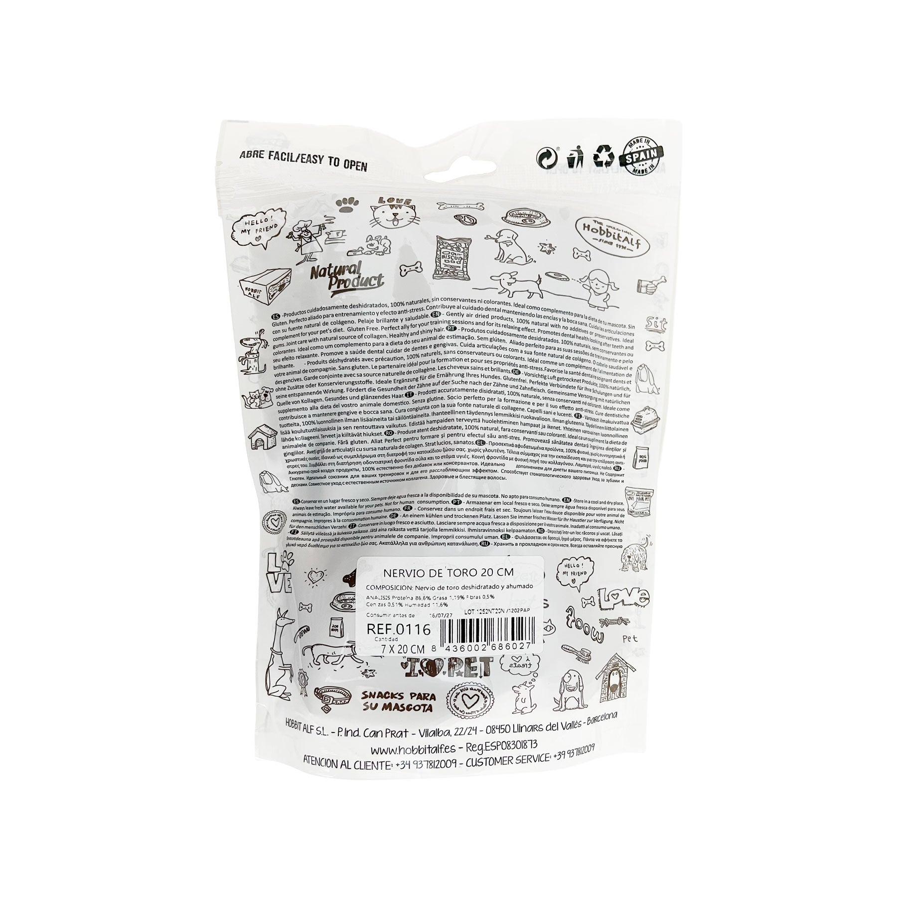 Nervio de toro natural extra 20cm · 7 unidades