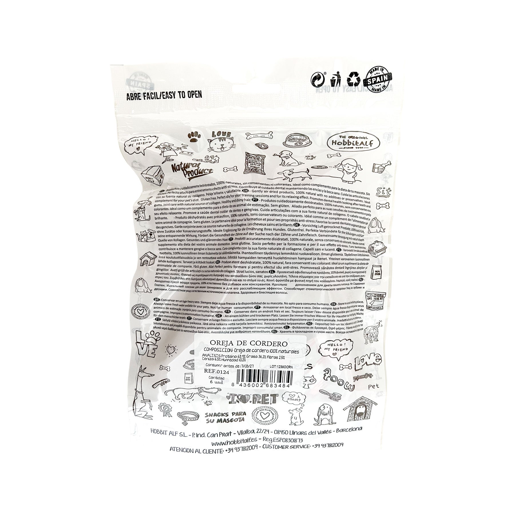 Oreja de cordero natural · 6 unidades