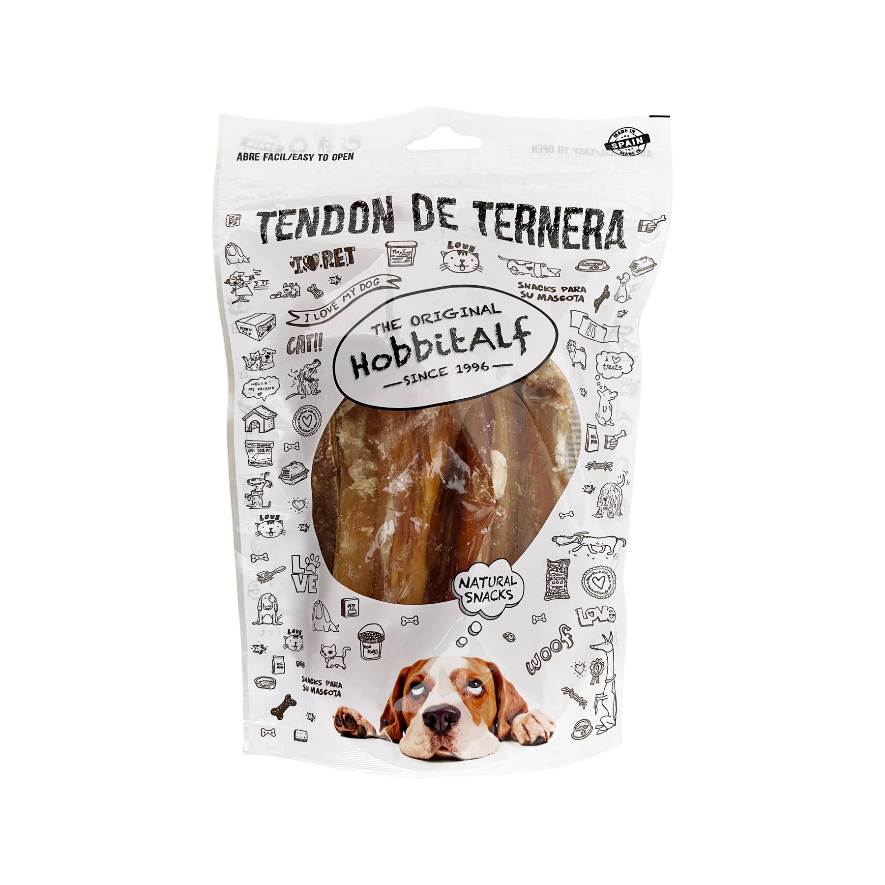 Tendón de ternera junior natural extra 20cm · 10 unidades