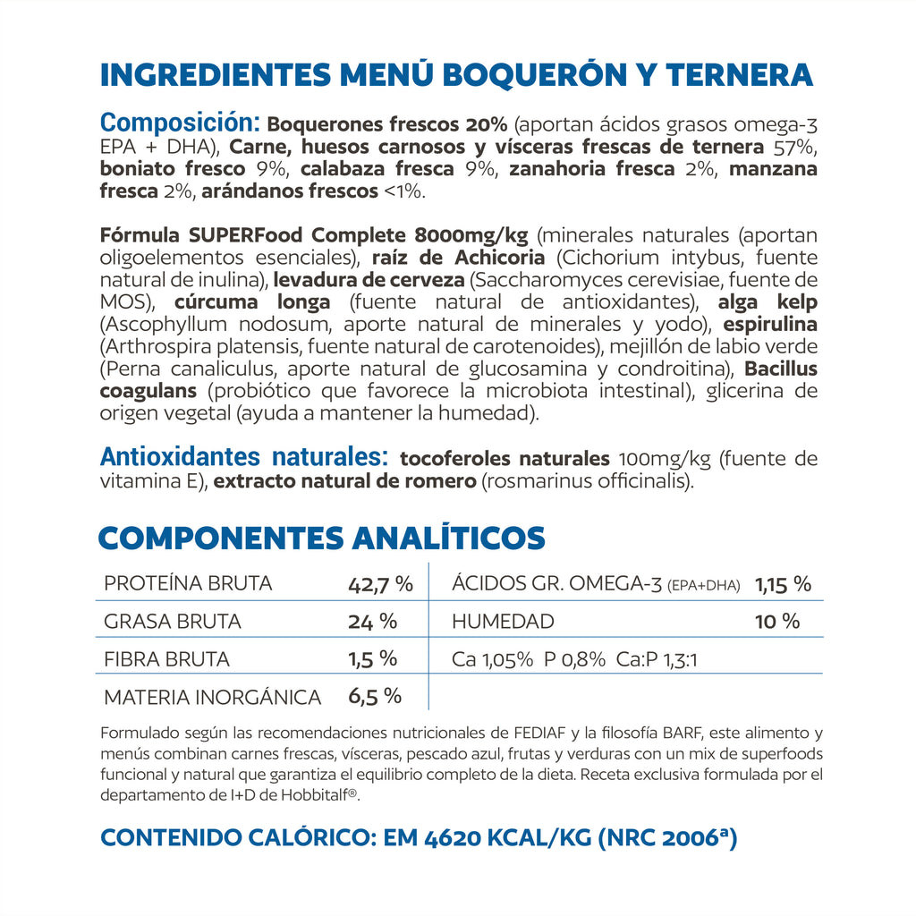 Air-dried SUPERFOOD Anchovy and Beef Menu for adult and junior dogs