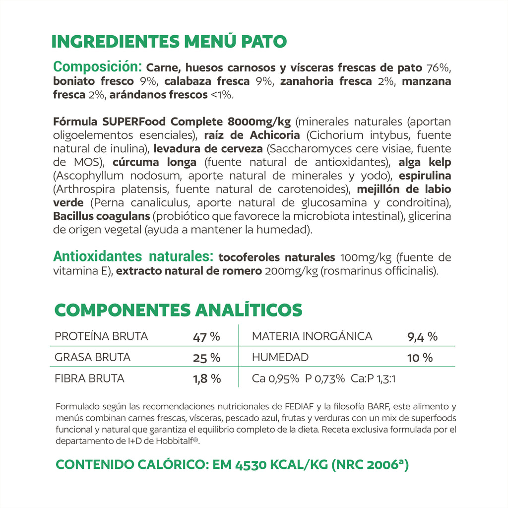 Air-dried SUPERFOOD Duck Menu for adult and junior dogs