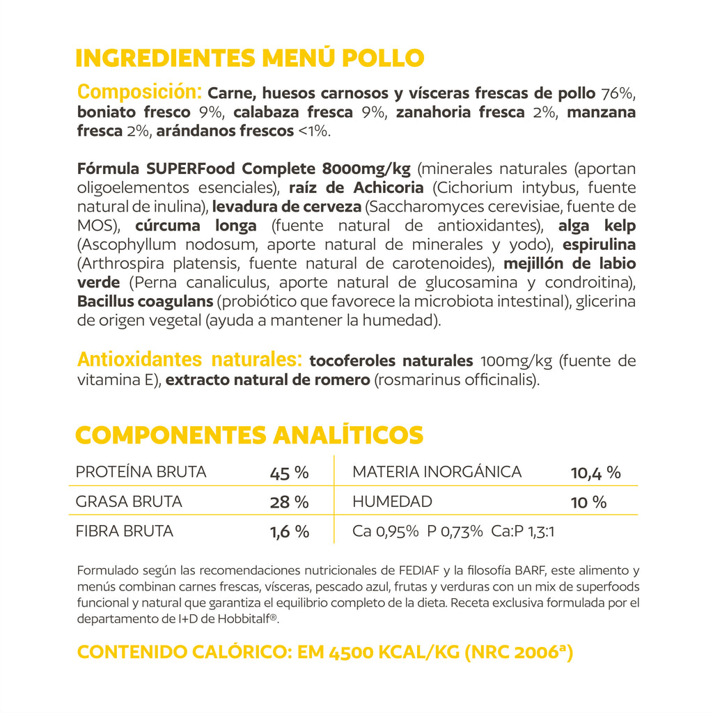 Air-dried SUPERFOOD Chicken Menu for adult and junior dogs