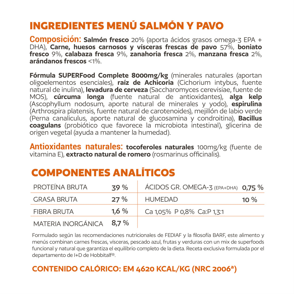Air-dried SUPERFOOD Salmon and Turkey Menu for adult and junior dogs