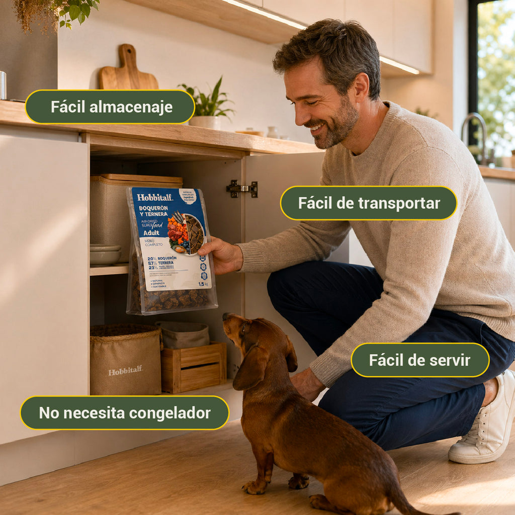 Air-dried SUPERFOOD Anchovy and Beef Menu for adult and junior dogs