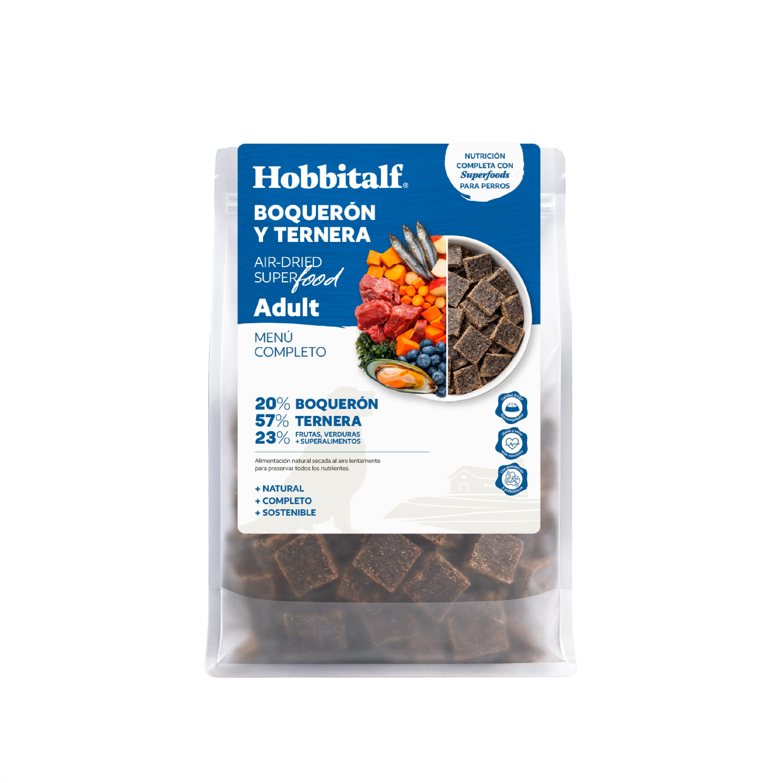 Menú Air-dried SUPERFOOD de Boquerón y Ternera para perros adultos y junior