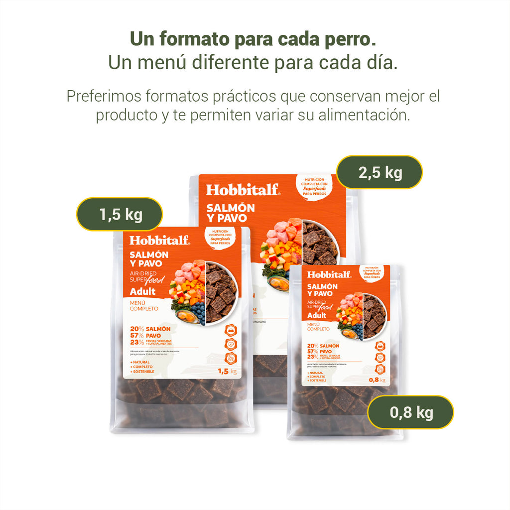 Air-dried SUPERFOOD Salmon and Turkey Menu for adult and junior dogs