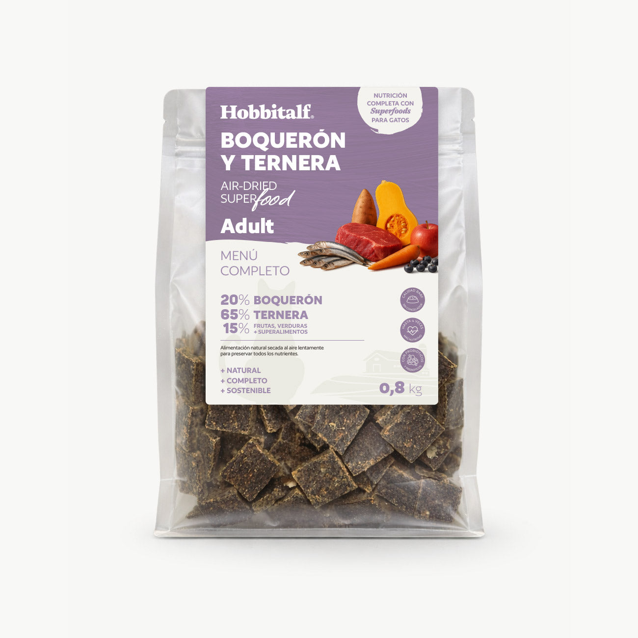 Air-dried SUPERFOOD Anchovy and Beef Menu for Adult Cats