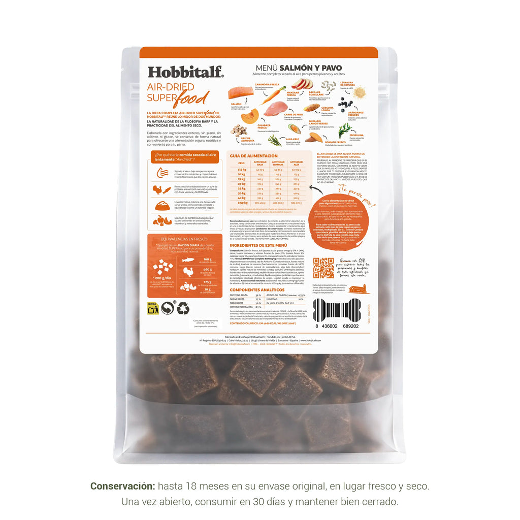 Air-dried SUPERFOOD Salmon and Turkey Menu for adult and junior dogs